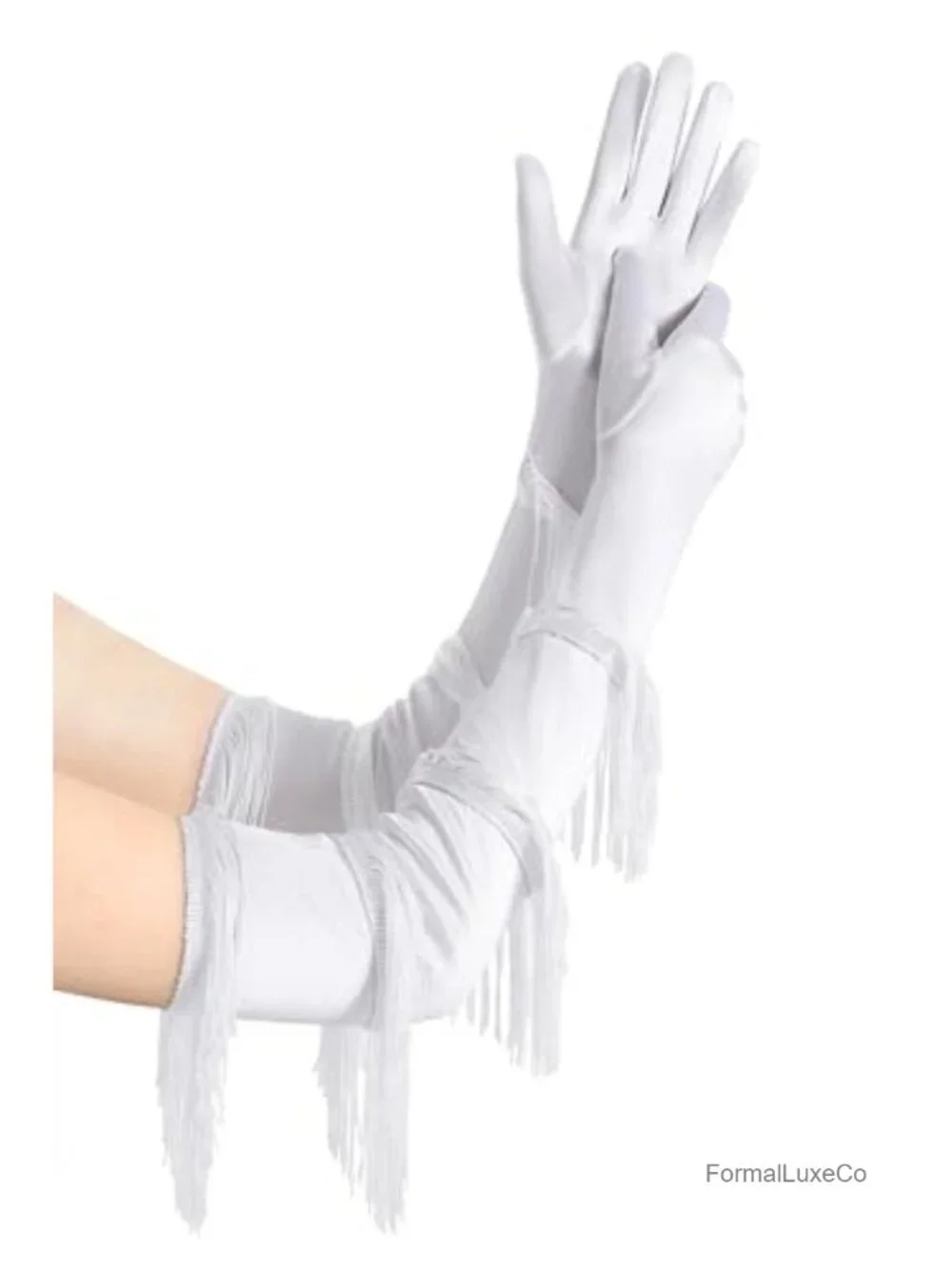 Vintage Satin Fringe Elbow Length Opera Gloves for Women Party